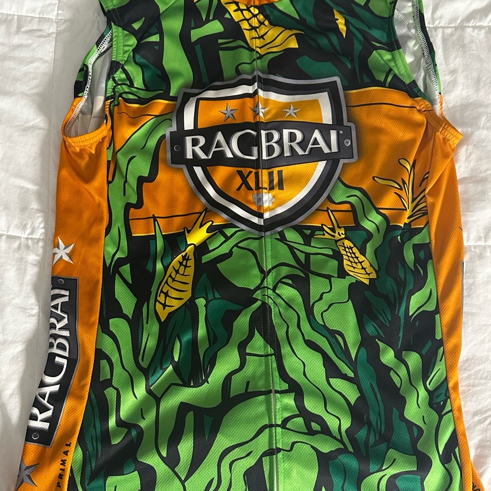 PRIMAL Cycling Jersey Ragbrai XLII Size L. full zip short sleeve Iowa Corn